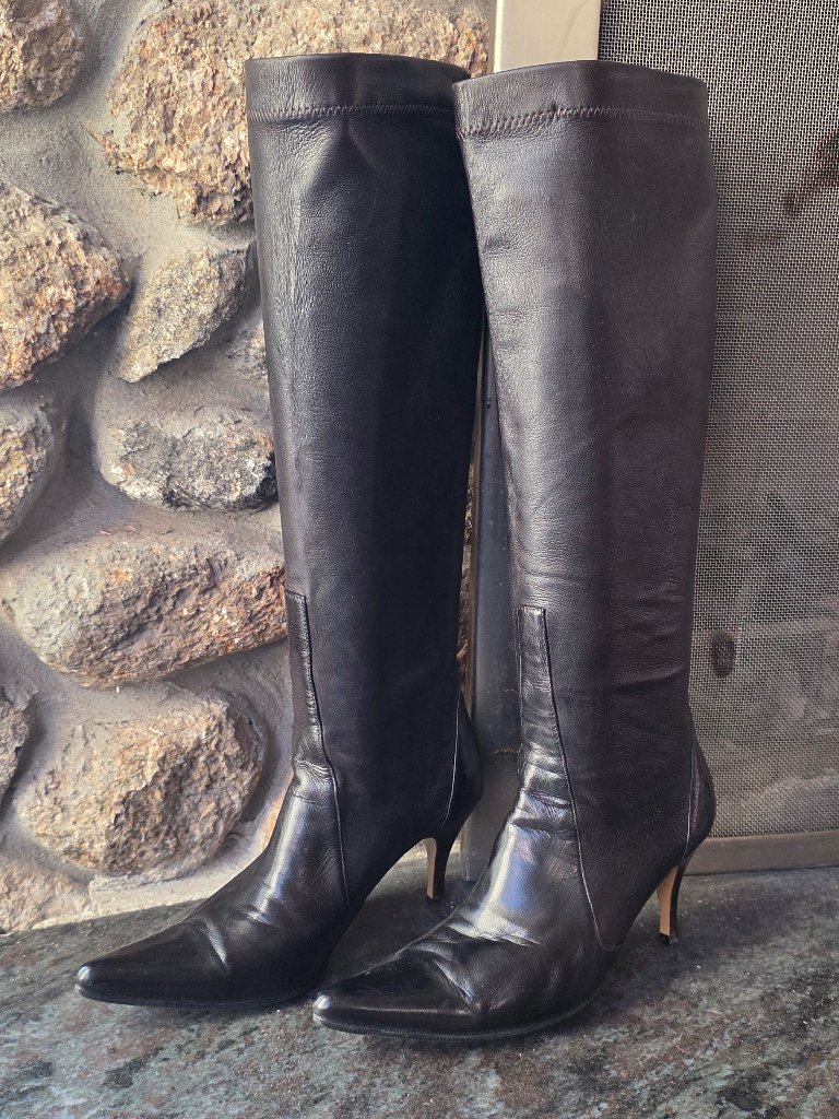 Cole Haan Black Leather High Heel Boots Size 6b